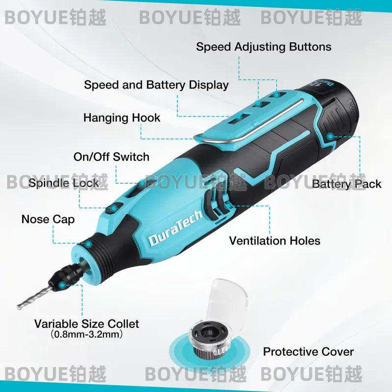 Cordless Rotary Tool Kit Accessories - Herramienta Rotativa Inalámbrica de 12V, 5000-35000