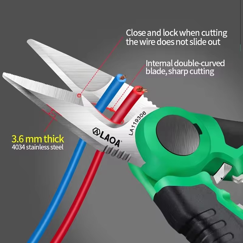 Automatic Wire Stripper Cutter - LAOA-tijeras de electricista, pelacables de 6/7/8