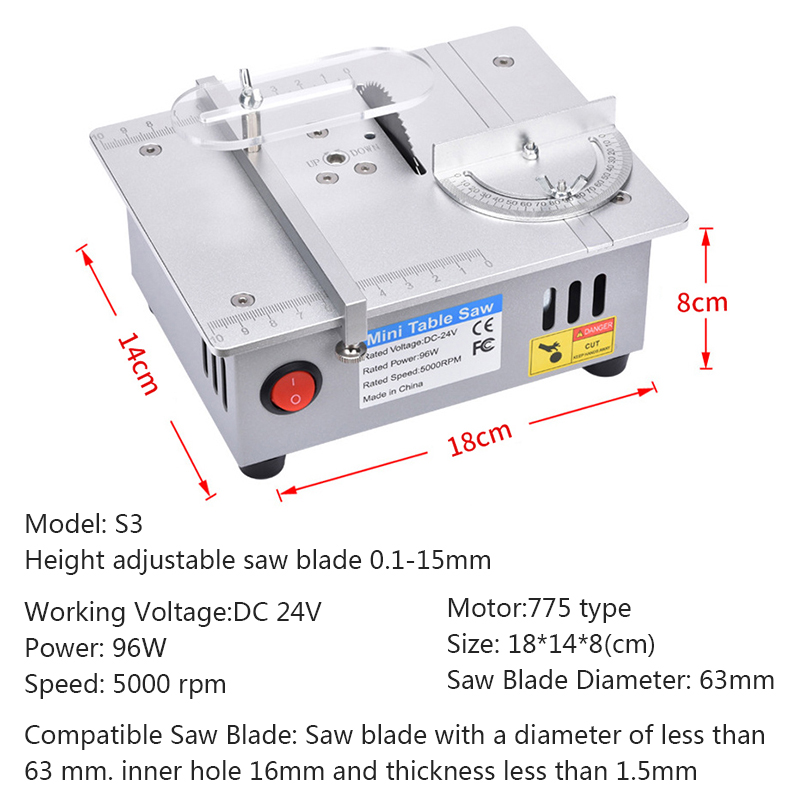 Mini Sierra de mesa de 96W y 5 - Mini Table Saw For Woodworking reseña y precio