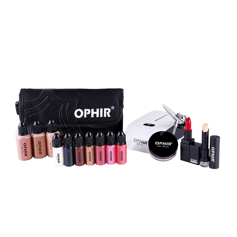 OPHIR-Juego de maquillaje prof - Airbrush Kit With Mini Compressor reseña y precio