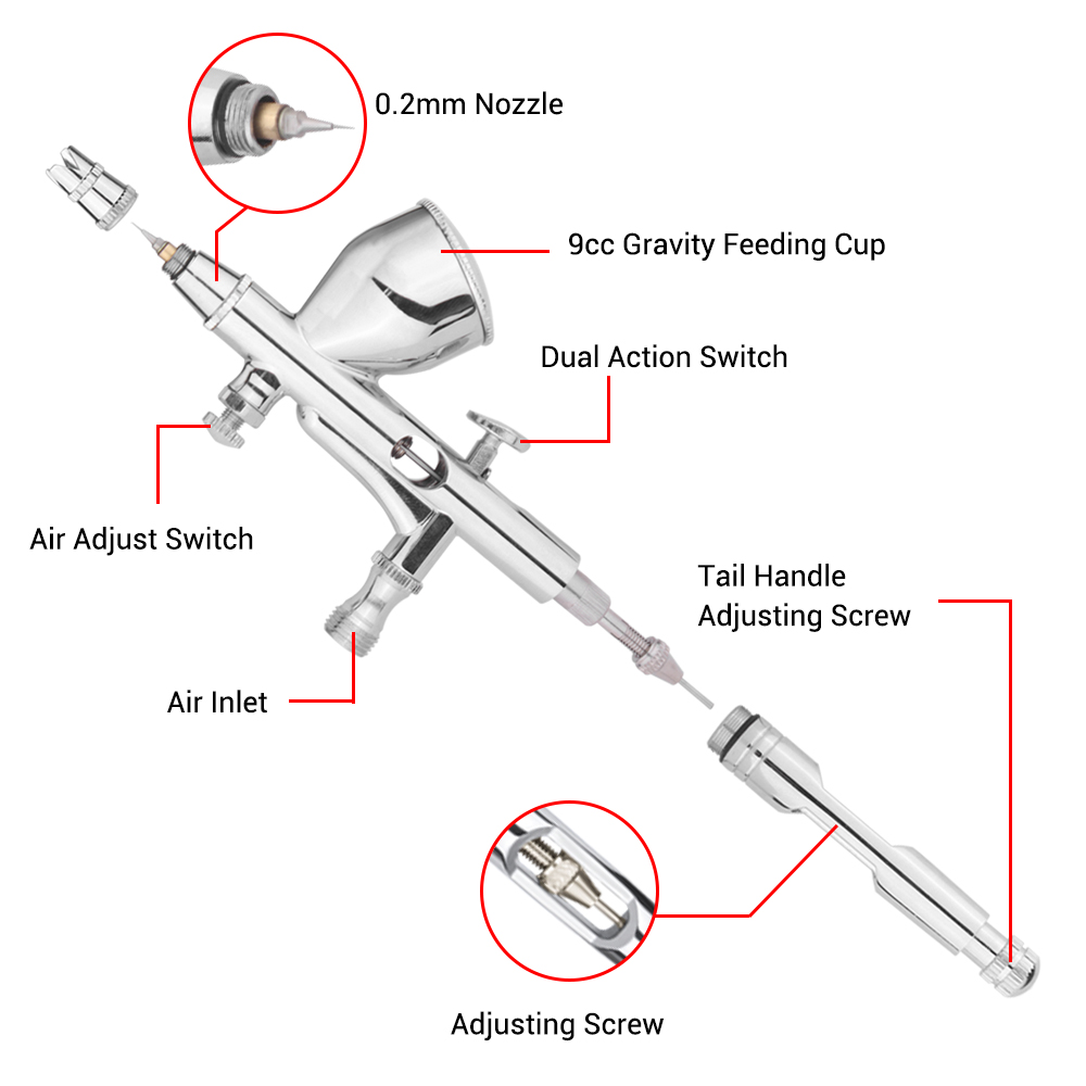 Kit de aerógrafo Mini de doble - Airbrush Kit With Mini Compressor reseña y precio