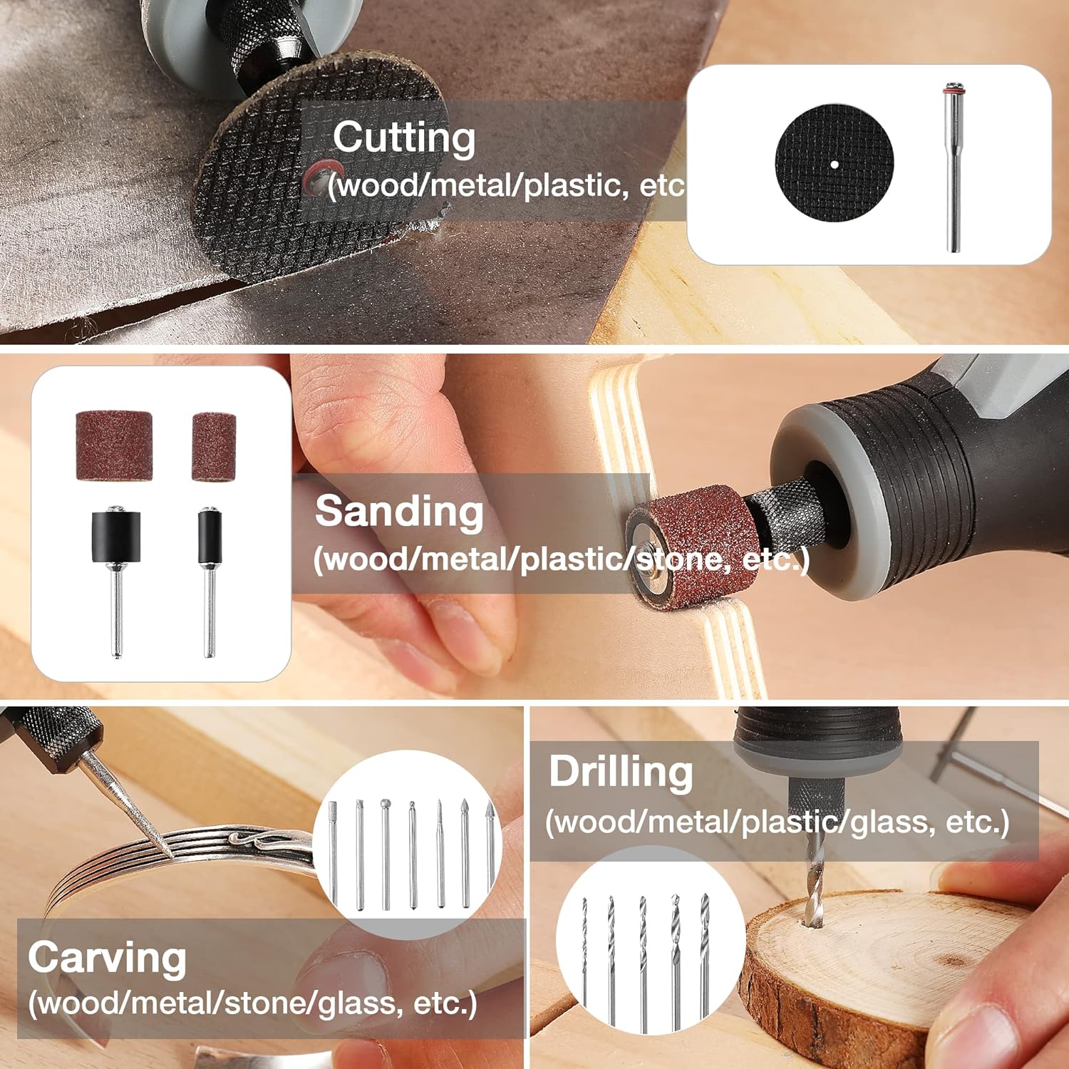 Kit de herramientas rotatorias - Cordless Rotary Tool Kit Accessories reseña y precio