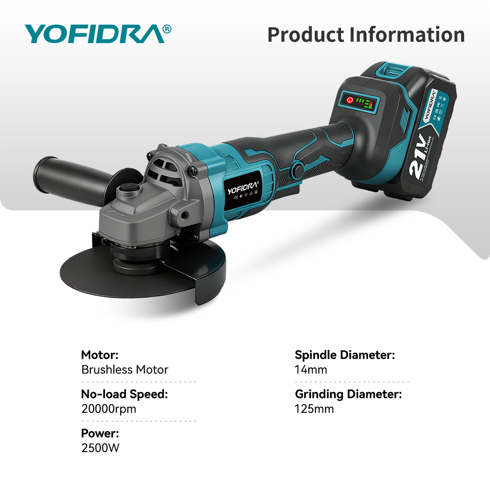 YOFIDRA-amoladora angular sin  - Brushless Angle Grinder Battery Powered reseña y precio