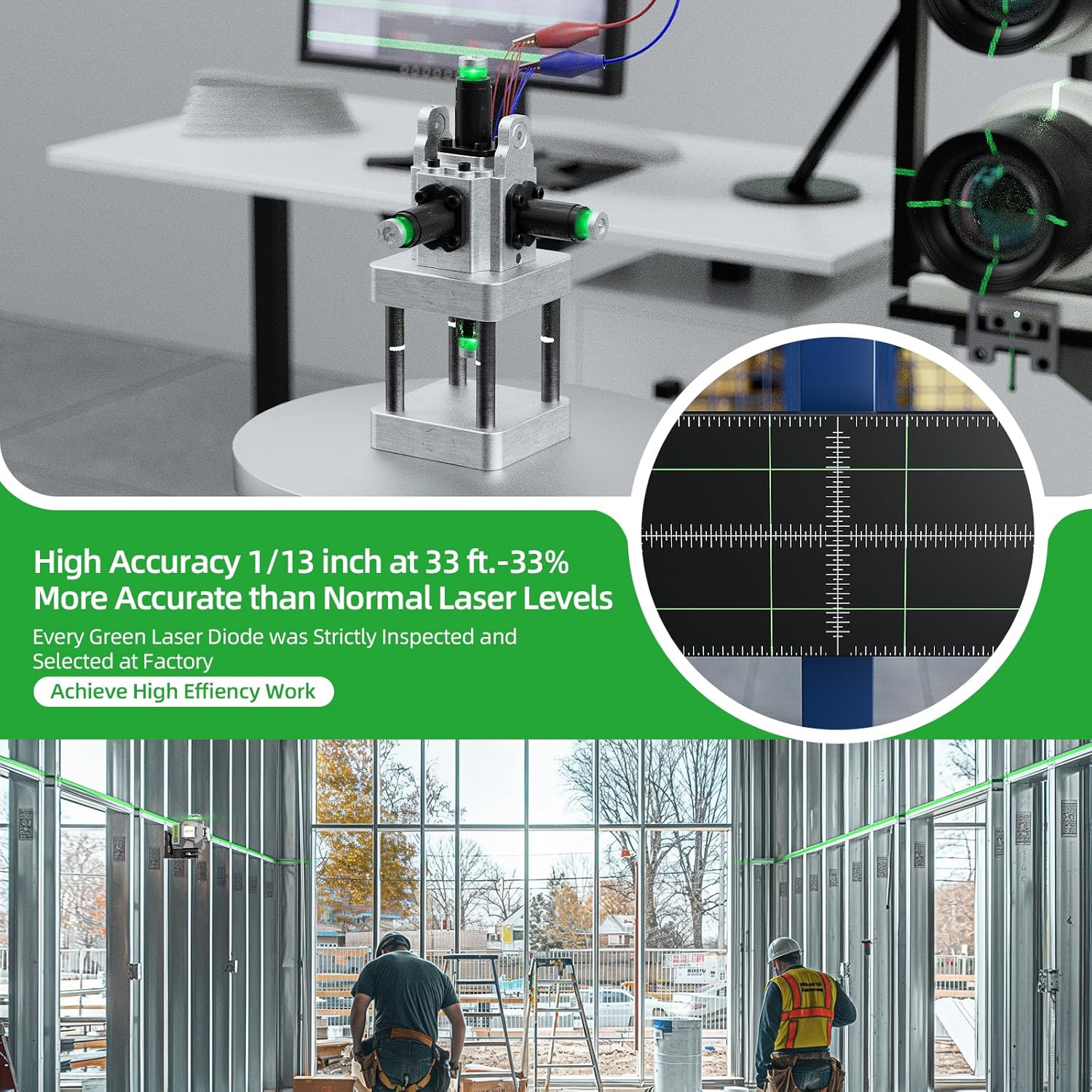 Huepar-Nivel láser de línea cr - Laser Level 16 Lines 4D Green reseña y precio