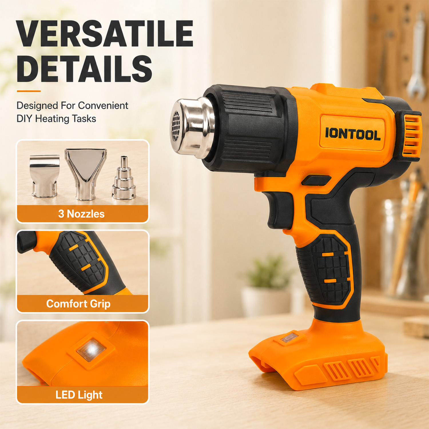 IONTOOL 250/500LPM 550 ℃   Pis - Cordless Heat Gun For Shrink Tubing reseña y precio