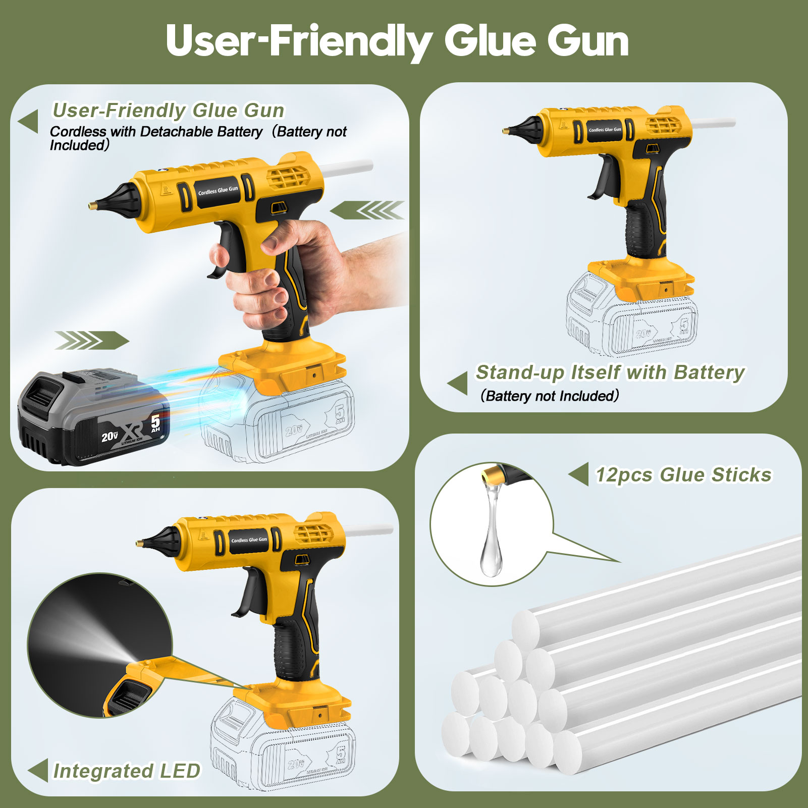 Pistola de pegamento caliente  - Hot Melt Glue Gun Cordless reseña y precio