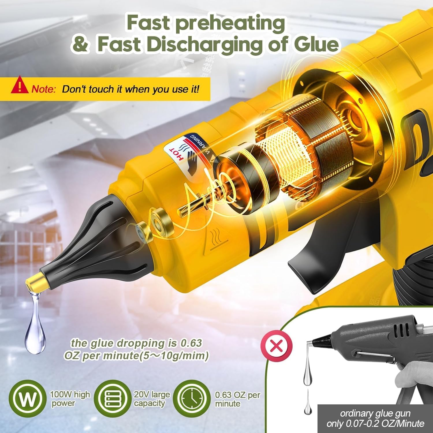 Pistola de pegamento caliente  - Hot Melt Glue Gun Cordless reseña y precio
